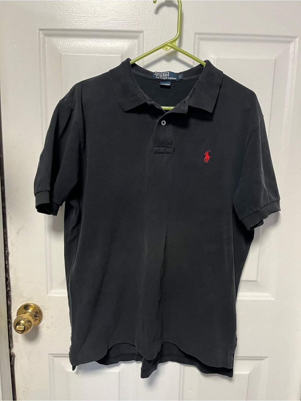 Ralph Lauren Black Polo Shirt with Red Pony Embroidery